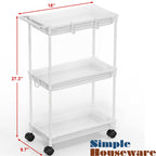 Simple Houseware Standard 3-Tier Slim Rolling Storage Cart, White