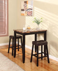 Roundhill Furniture 3-Piece Counter Height Glossy Print Marble Breakfast Table with Stools