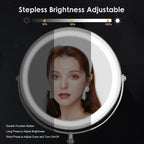 Lighted Makeup Mirror, 8' Rechargeable Double Sided Magnifying Mirror With 3 Colors, 1X/10X 360 Rotation Touch Screen Vanity Mi