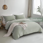 Mildly Super Soft Duvet Cover - 100% Washed Microfiber October Mist Sage Comforter Cover Set 3 Pieces With Zipper Closure & Corn