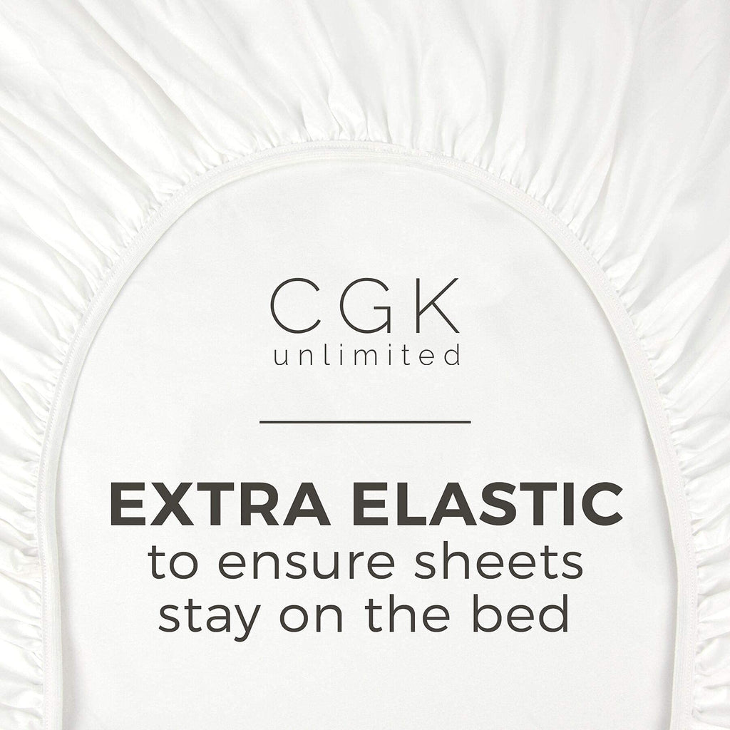 CGK Unlimited King Size Fitted Bed Sheet - Extra Soft Microfiber, Wrinkle Free, Breathable, Cooling - White
