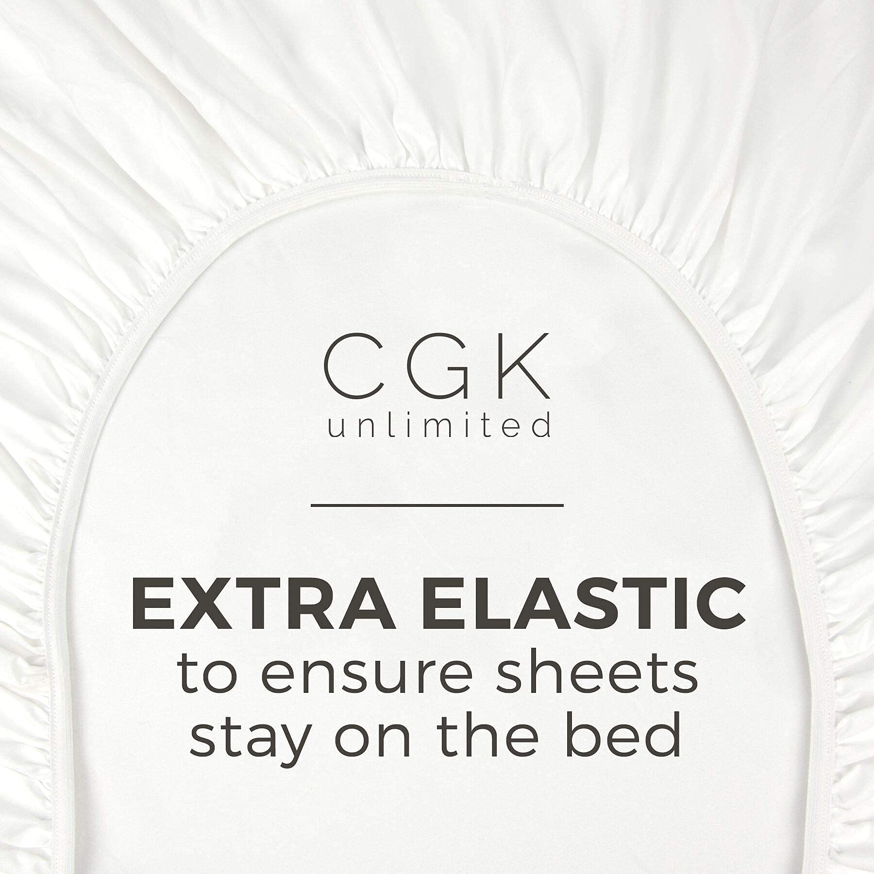 CGK Unlimited King Size Fitted Bed Sheet - Extra Soft Microfiber, Wrinkle Free, Breathable, Cooling - White