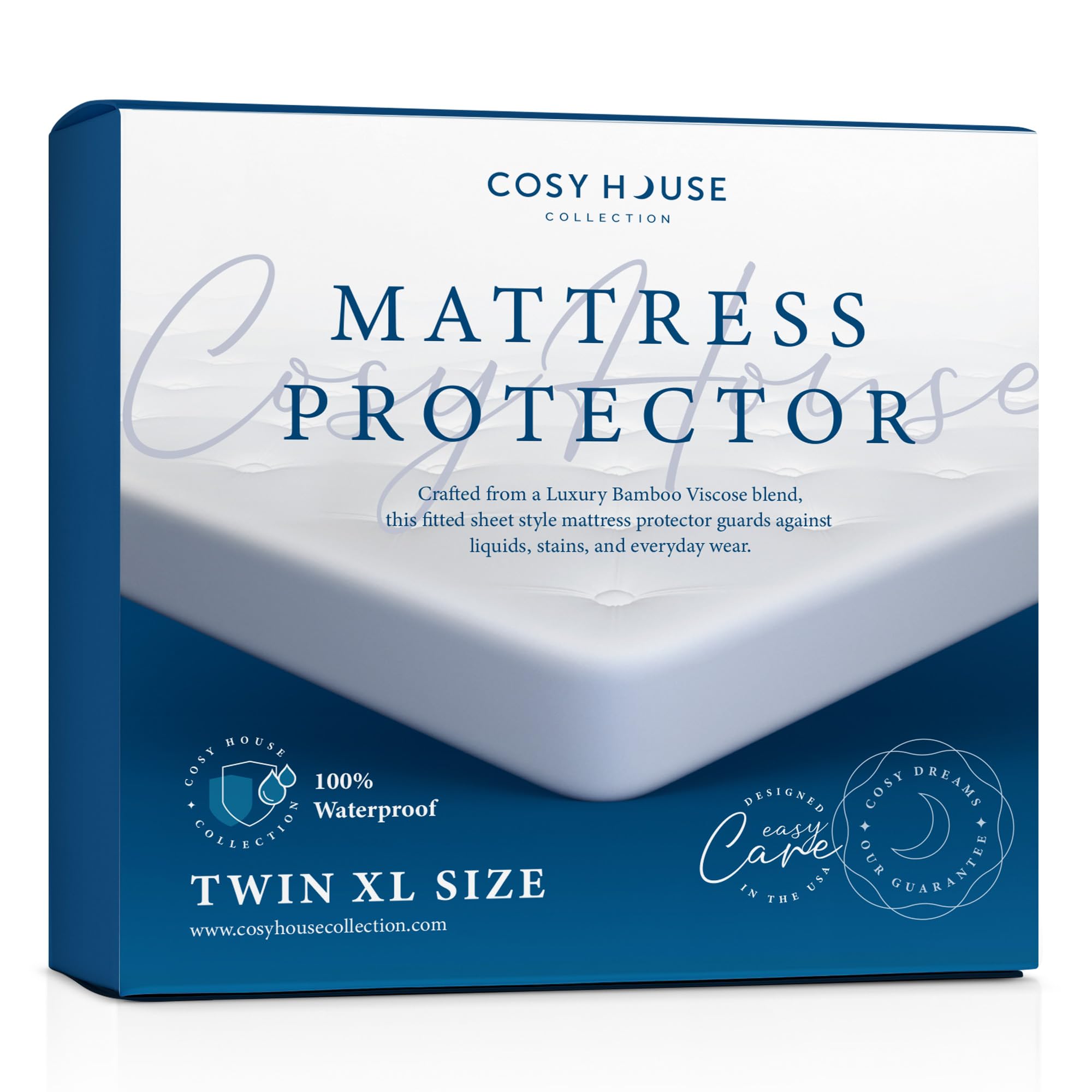 Cosy House Collection Luxury Mattress Protector - Blend Of Rayon Derived From Bamboo - College Dorm Room Essentials - Ultra Soft
