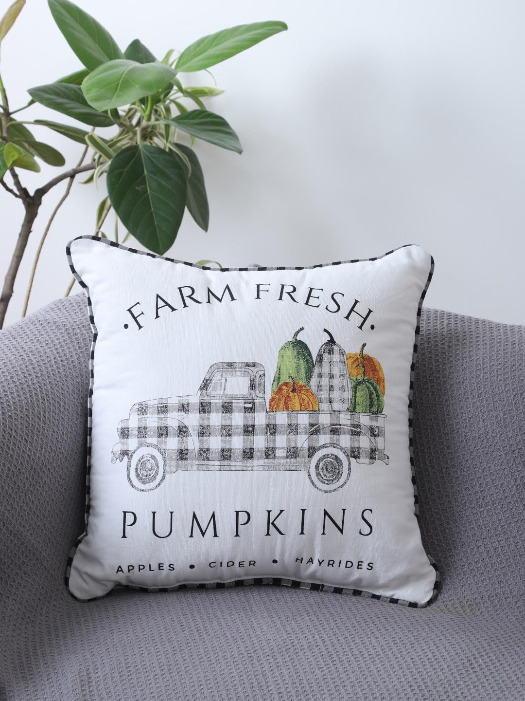 Jamio Firati Fields Pumpkin Printed Cotton Set Of 2 Cushion Covers 16 Inch X 16 Inch