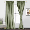 Jiuzhen Sage Green Velvet Curtains 90 Inches For Living Room - Privacy Protect Room Darkening Rod Pocket Thick Velvet Window Dra