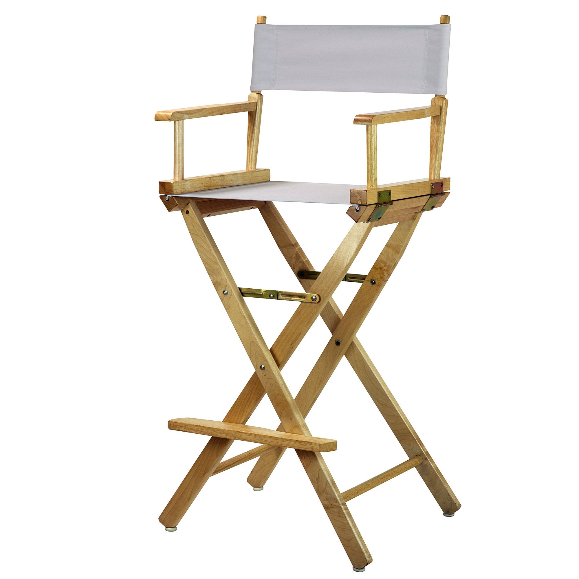 Casual Home 30 Directors Chair Natural Frame-with White Canvas, Bar Height