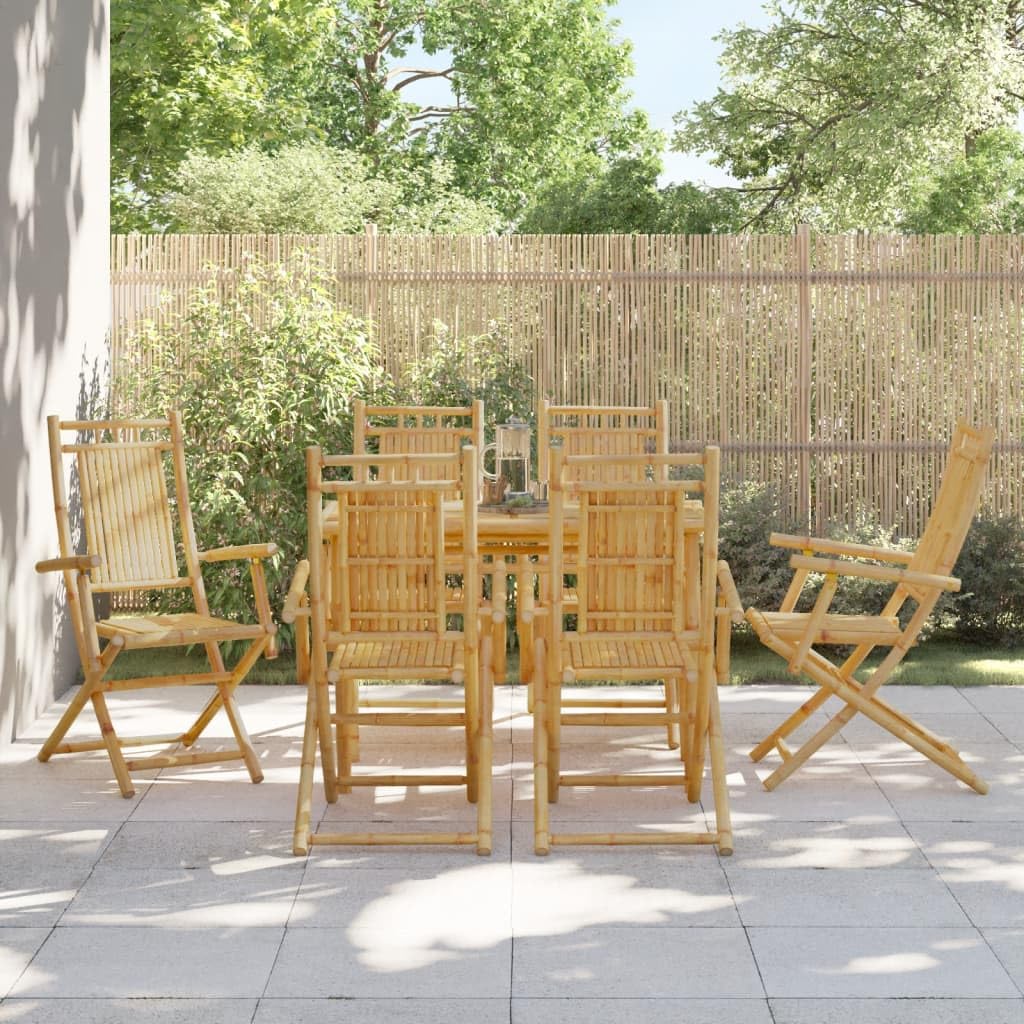 vidaXL Garden Chairs, Pack of 6, Garden Chairs with Armrests, Foldable, Dining Chair, Folding Chair for Garden, Patio, Patio Chair, Garden Furniture Chair, Bamboo