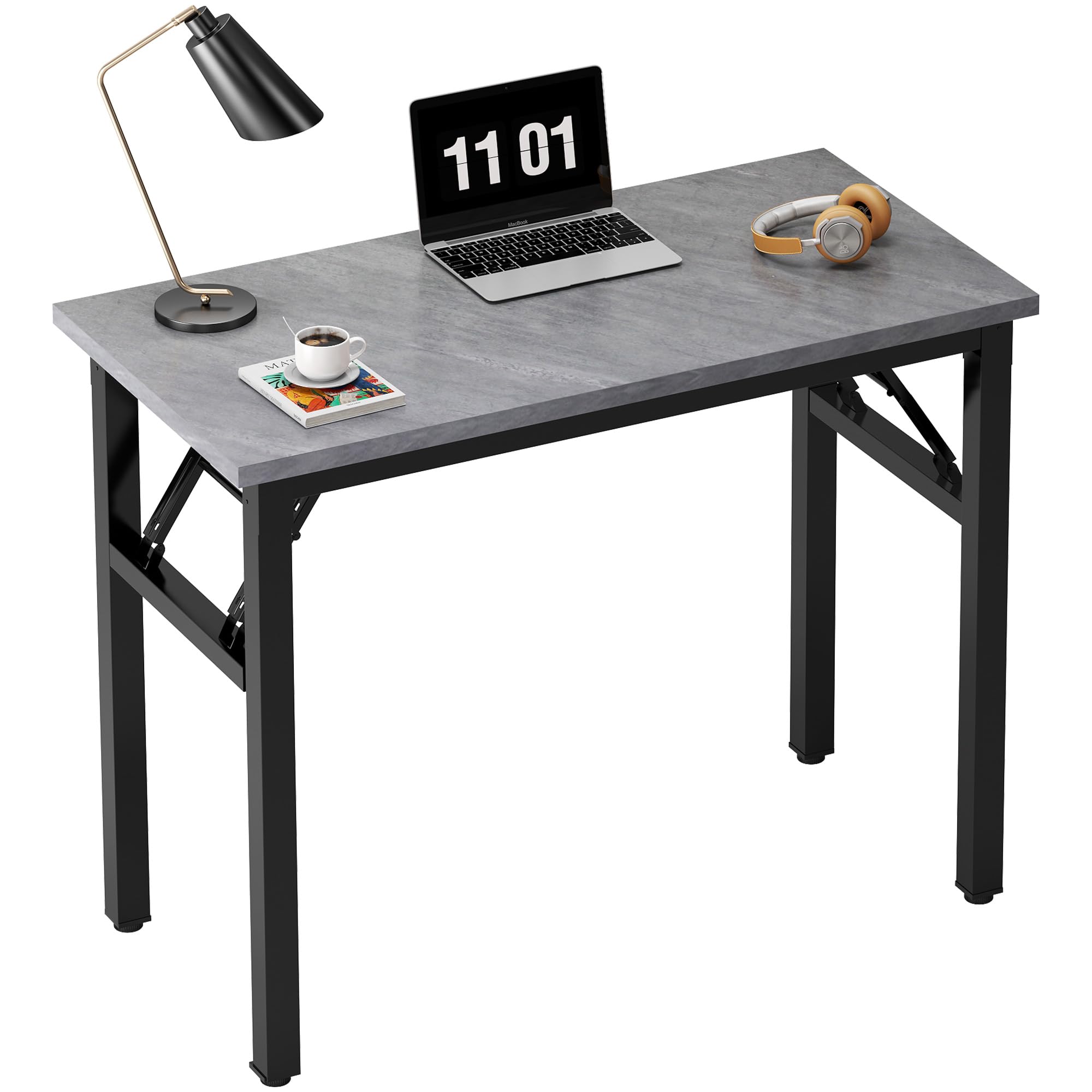 Need Small Computer Desk 31.5 inches Folding Table No Assembly Sturdy Small Writing Desk Folding Desk for Small Spaces, Grey AC5