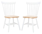Safavieh Home Collection Parker Farmhouse White/Natural Windsor Spindle Solid Wood Dining Chair Set Of 2