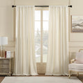 Nemia Ivory White Velvet Curtains for Bedroom Window, Rod Pocket Thermal Insulated Luxury Vintage Heavy Blackout Curtain Velvet 