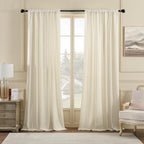 Nemia Ivory White Velvet Curtains for Bedroom Window, Rod Pocket Thermal Insulated Luxury Vintage Heavy Blackout Curtain Velvet 