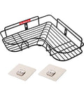 The Home Co. Multipurpose No Drilling Self Adhesive Bathroom/Kitchen Corner Black Storage Rack | Wall Mounted Shelf | Shower Cad