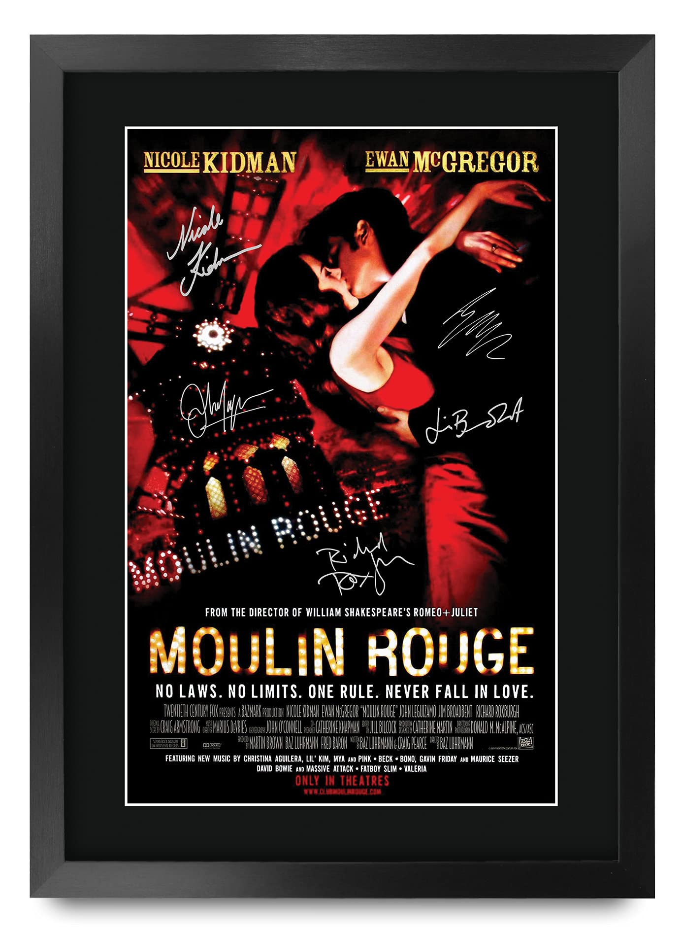 HWC Trading Moulin Rouge! Nicole Kidman, Ewan McGregor 16 x 12 inch Framed Gifts Printed Poster Signed Autograph Picture for Mov
