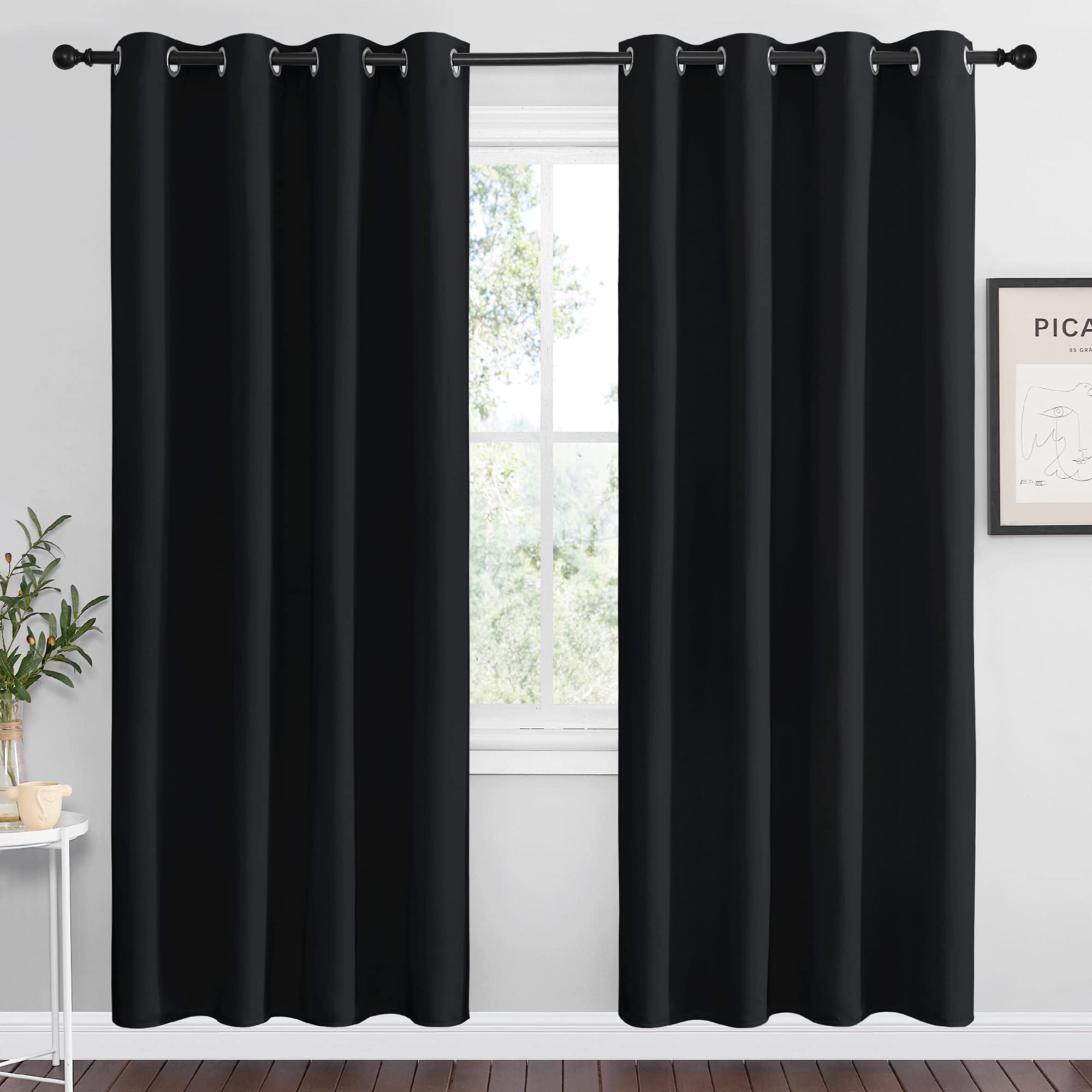 NICETOWN Halloween Blackout Curtain Panels 78 inches - Light Reducing Thermal Insulated Solid Grommet Blackout Curtains/Panels/D