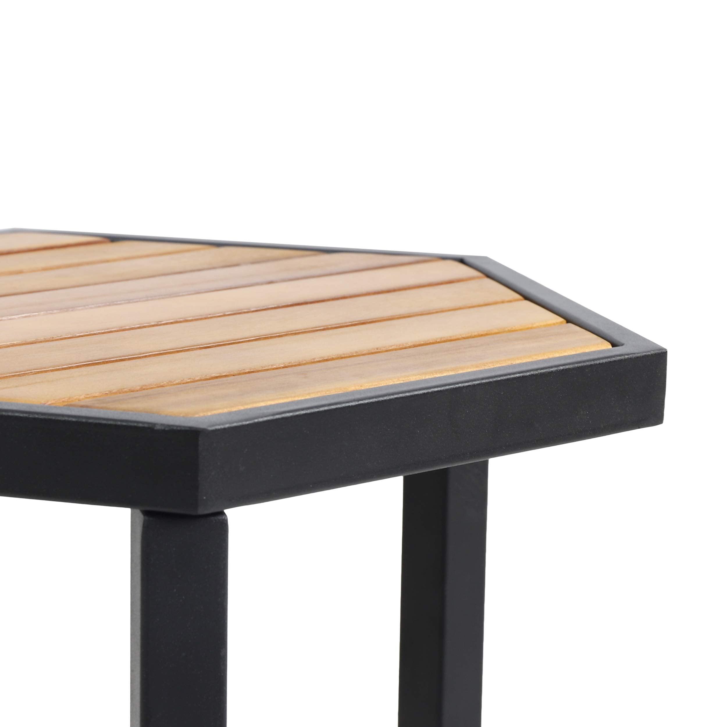 Christopher Knight Home End Table, Black Metal + Teak