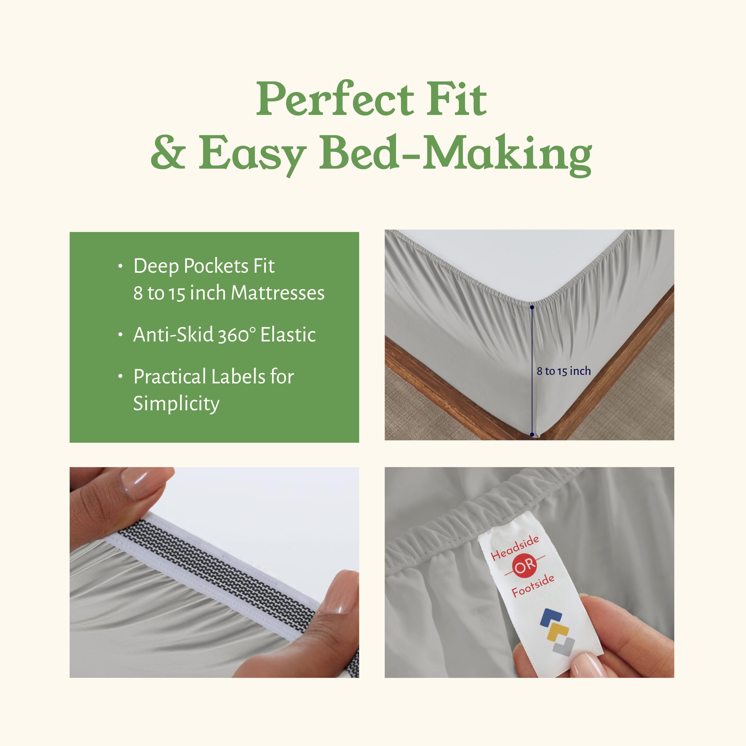 California Design Den Percale Full Size Sheet Set, Deep Pocket 100% Organic Cotton Sheets, Gots Certified, Soft, Breathable & Cooling Sheets Full Size Bed, Light Grey Sheets