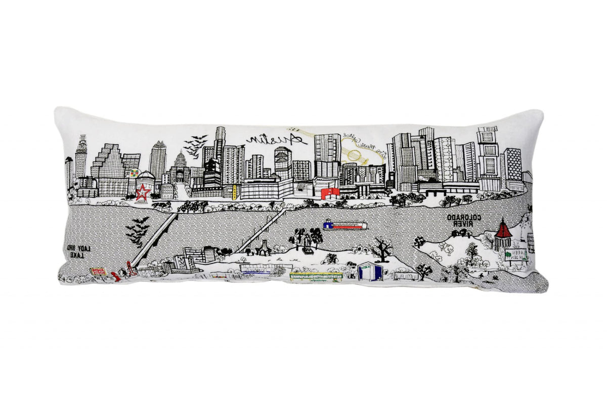 HomeRoots Cream 35' White Austin Daylight Skyline Lumbar Decorative Pillow
