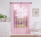 Pi Sheer Curtain 108 Inches Long,Light Window Drapery Soft Airy Voile With Rod Pocket For Living Room/Bedroom/Patio Door/Sliding Glass Door 2 Panels(W42Xl108-2Pc,Bright Pink)
