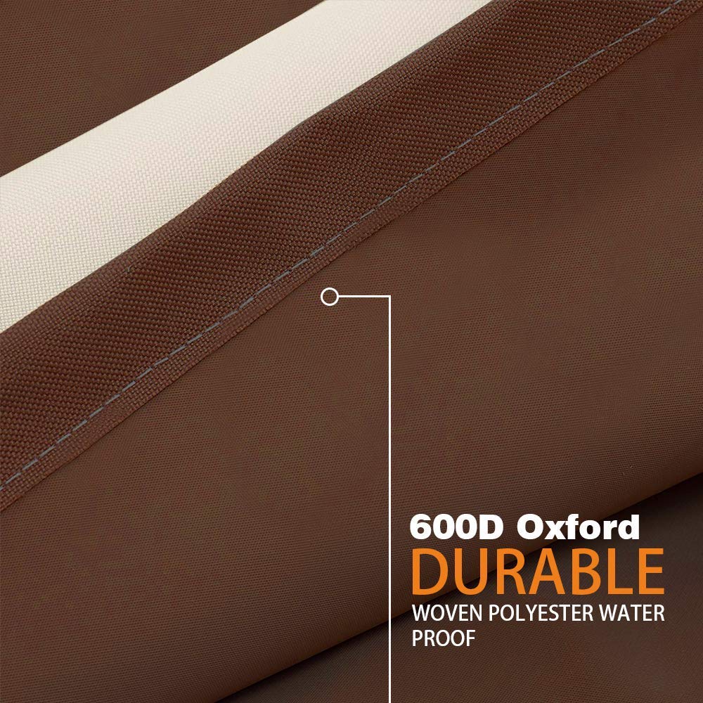 Vailge Rectangle Patio Ottoman Cover, Waterproof Outdoor Furniture Cover, Heavy Duty, Beige & Brown, Small