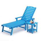 Lue Bona Chaise Lounge Chair With Table, 2-Piece, 79'' Oversized Hdps Chaise Lounger, 5 Positions Adjustable Lounge Chairs, Pool Lounge Chair With Wheels For Poolside, Backyard, 3 Year Warranty, Blue