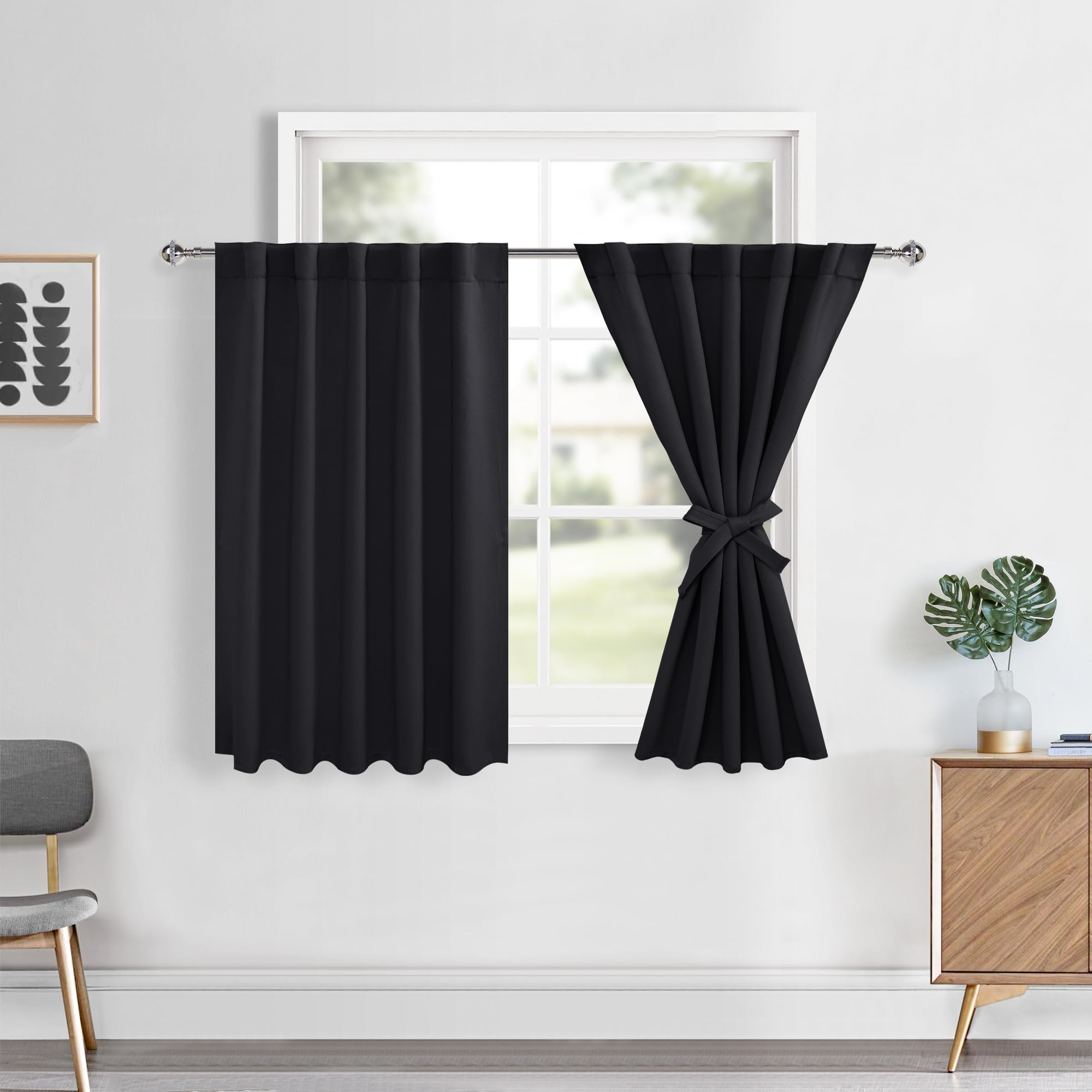 Hiasan Short Black Out Curtains 36 inch Long, Bathroom Small Window Curtains Rod Pocket & Back Tab Thermal Insulated Halloween D