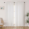 Lecloud Bessie Light Filtering Curtains 84 Inches Long 2 Panels, Faux Linen Textured Privacy Bedoom Curtains, Farmhouse Rod Pock