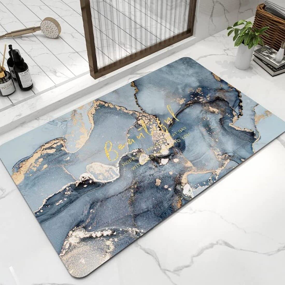 ATHA AntiSlip Large Bath Mat | Bathing Room Rug Quick Drying Mat Bathroom WaterAbsorbing Rubber Floor Mat NonSlip Carpet Soft