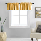 DONREN Gold Yellow Curtain Valances for Living Room - Blackout Rod Pocket Valances for Small Window (72 Wide by 18 Long,2 Panels