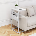 Vagusicc C Shaped End Table, 33 Tall Side Table for Couch, Adjustable Height Small Couch Side Table for Small Spaces, C Table En