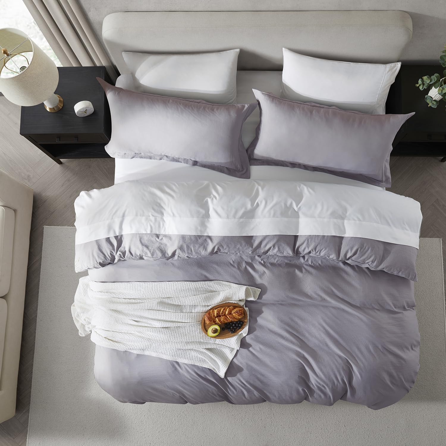 Nestl Twin Duvet Cover Set - Soft Prewashed Grey Lavender Duvet Cover Twin/Twin Xl, 2 Piece, With Zipper Closure, 1 Duvet Cover 68X90 Inches And 1 Pillow Sham - No Comforter