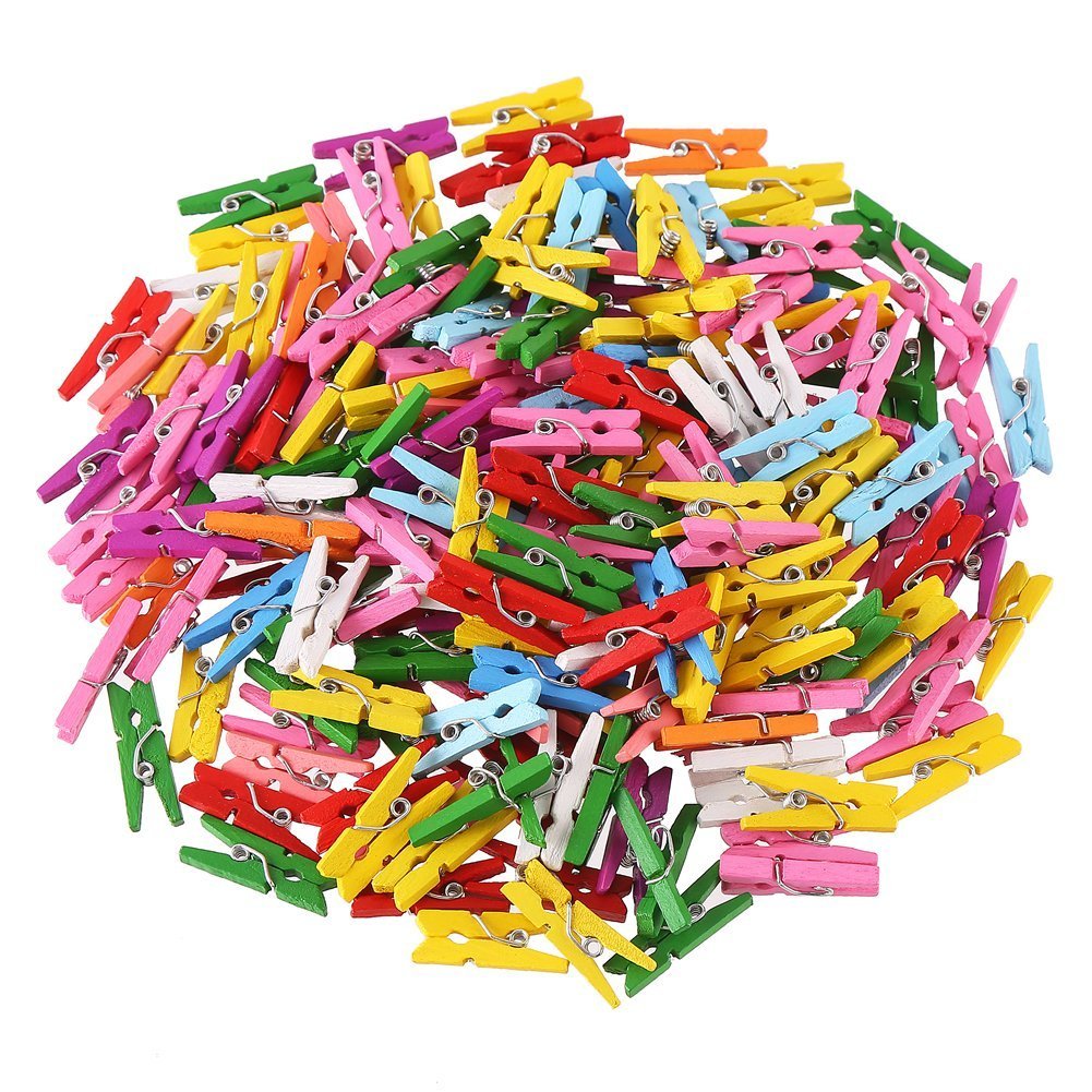 DECORA 2.5cm Multicolor Wood Mini Clothespin 72 pieces in One Package