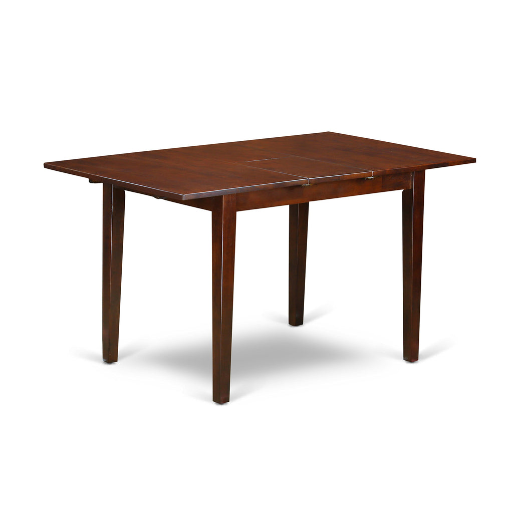 East West Furniture PSML5D-MAH-LC 5 Piece Dining Table Set Includes a Rectangle Kitchen Table with Butterfly Leaf and 2 Faux Leather Dining Chairs with 2 Benches, 32x60 Inch, Mahogany