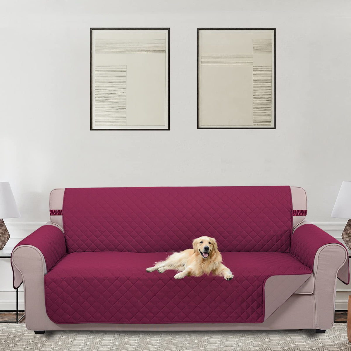 U-Nice Home Large Sofa Cover Reversible Couch Cover For Dogs With Elastic Straps Water Resistant Furniture Protector For Pets Co