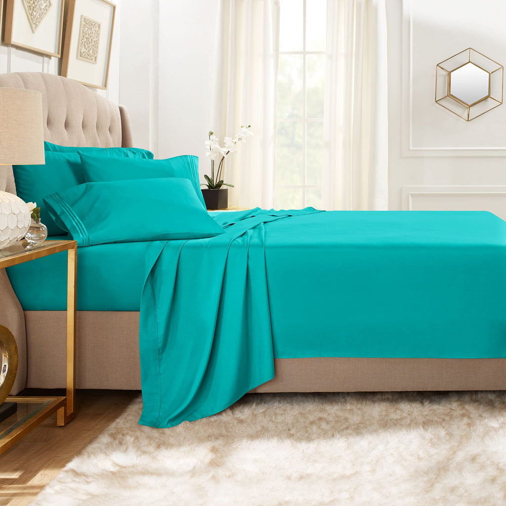 Clara Clark Full Sheets, 6 Piece Set - Hotel Luxury Sheets For Full Size Bed, Super Soft Bedding Sheets & Pillowcases, Full Size Sheets, Teal