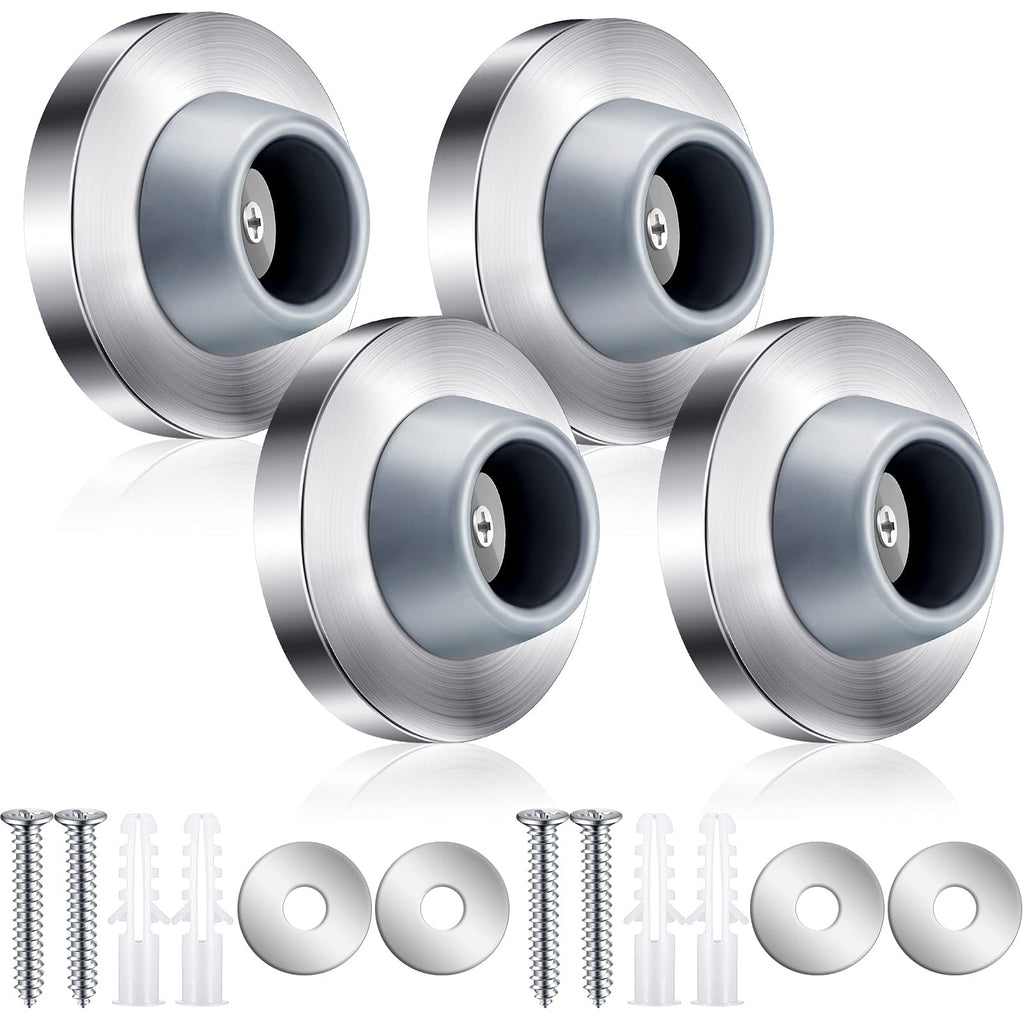 Blulu Concave Wall Door Stopper Door Bumper Stainless Steel Wall Protector Flush Bumper With Grey Rubber Concave Knob Cover Stop
