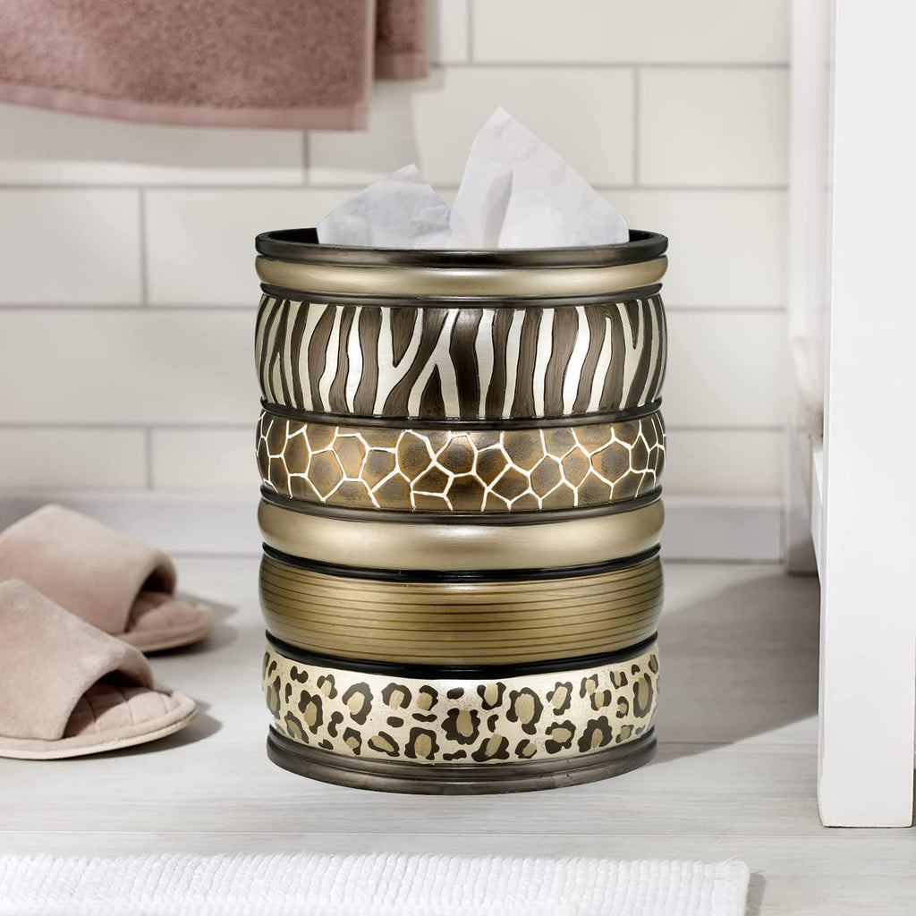 Popular Bath Safari Stripes, Waste Basket, Chocolate