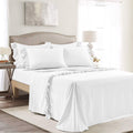 Lush Decor Reyna Ruffle Sheet Set, 6 Piece Set, King, White - Soft & Comfortable Sheets With Ruffles - Classic Elegant Bed Sheet