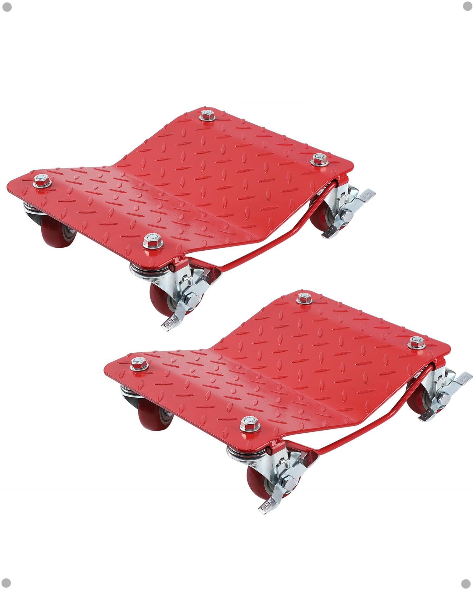 Car Dolly Set of 2, 3000LBS Capacity Wheel Dolly, Car Tire Wheels Cart Moving Cars, Vehicle with 360 Rotational Wheel, Red