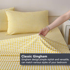Nsnlgsgc Yellow Gingham Full Sheet Set, Soft Brushed Microfiber Plaid Full Bed Sheets, 4-Pieces Grid Sheet Set With Deep Pocket