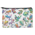 Rainbow Rainforest Frogs Sticky Fingers Pattern Pencil Pen Organizer Zipper Pouch Case