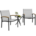 Shintenchi 3 Pieces Patio Bistro Sets, Outdoor Textilene Fabric Conversation Bistro Set, Textilene Fabric Front Porch Chairs Sma