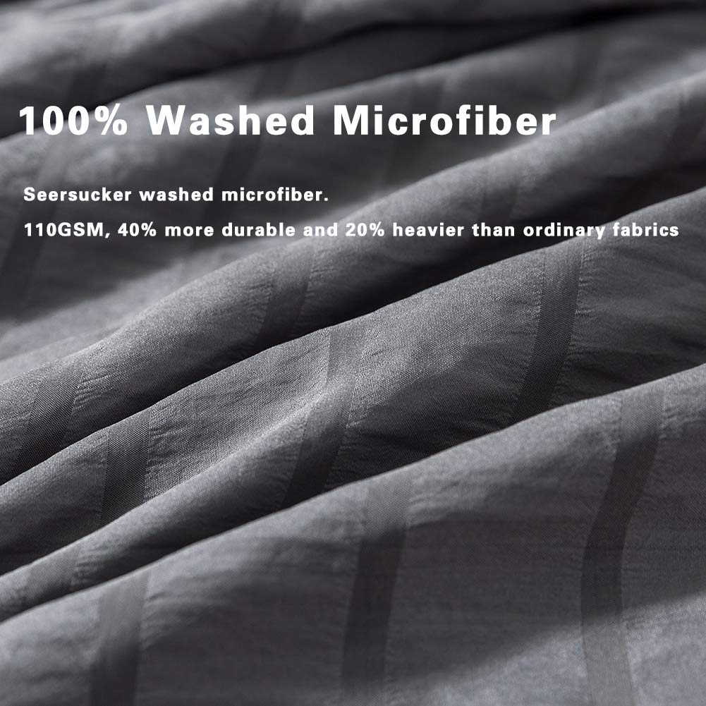 Avelom Seersucker Duvet Cover Set California King Size (104 X 98 Inches), 3 Pieces (1 Duvet Cover + 2 Pillowcases), Grey Soft Washed Microfiber, Textured Duvet Cover With Zipper Closure, Corner Ties
