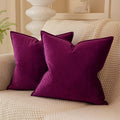Juspurbet Purple Decorative Velvet Throw Pillow Covers 20X20 Inch Set Of 2,Broadside Soft Cushion Case With Invisible Zipper For