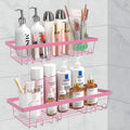 Durmmur 2 Pack Adhesive Shower Caddy Organizer with Hooks, Rustproof No Drilling Wall Mounted Storage Shelf Rack for Inside Show