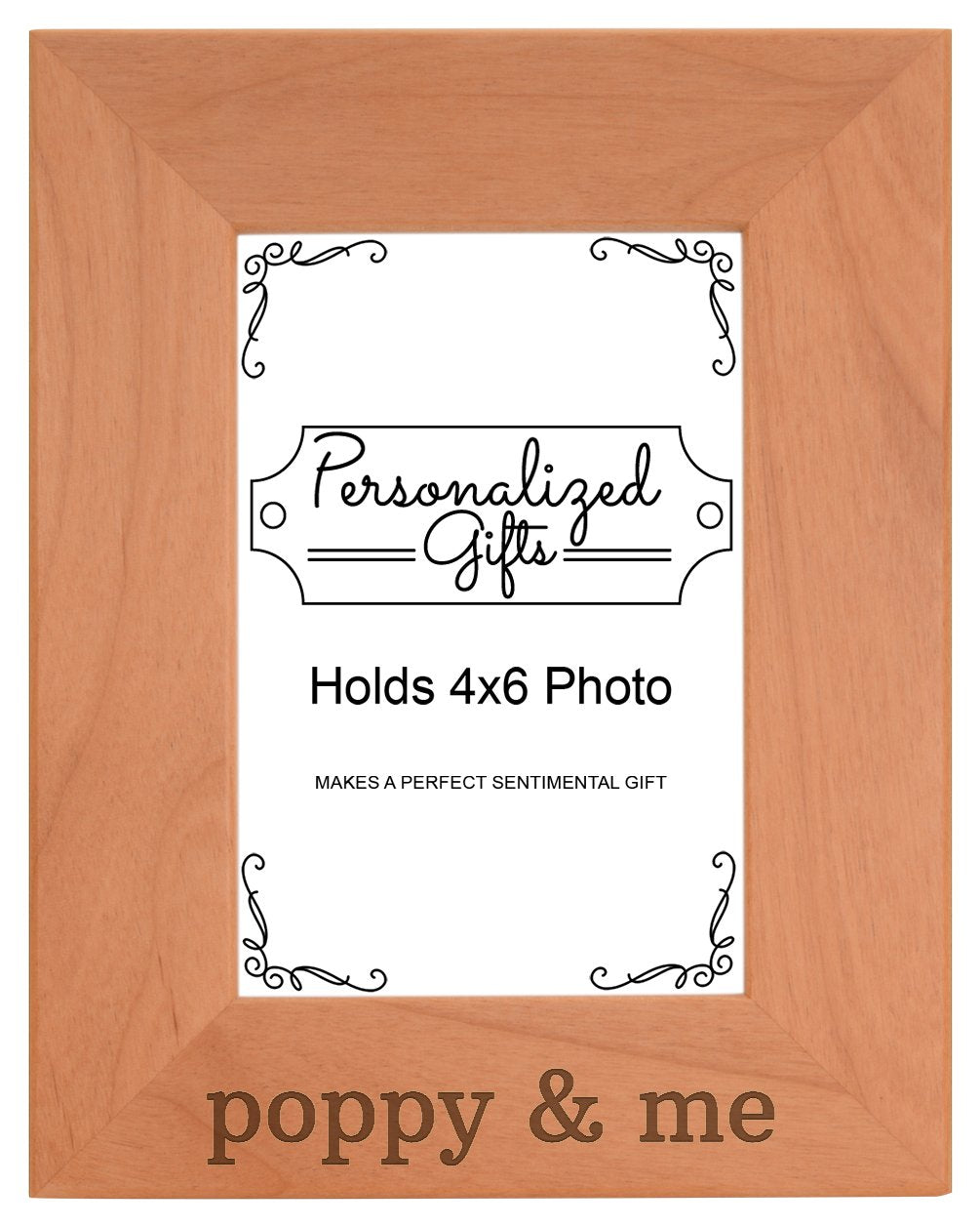 Personalized Gifts Grandpa Gift Poppy and Me Grandchild Natural Wood Engraved 4x6 Portrait Picture Frame Wood