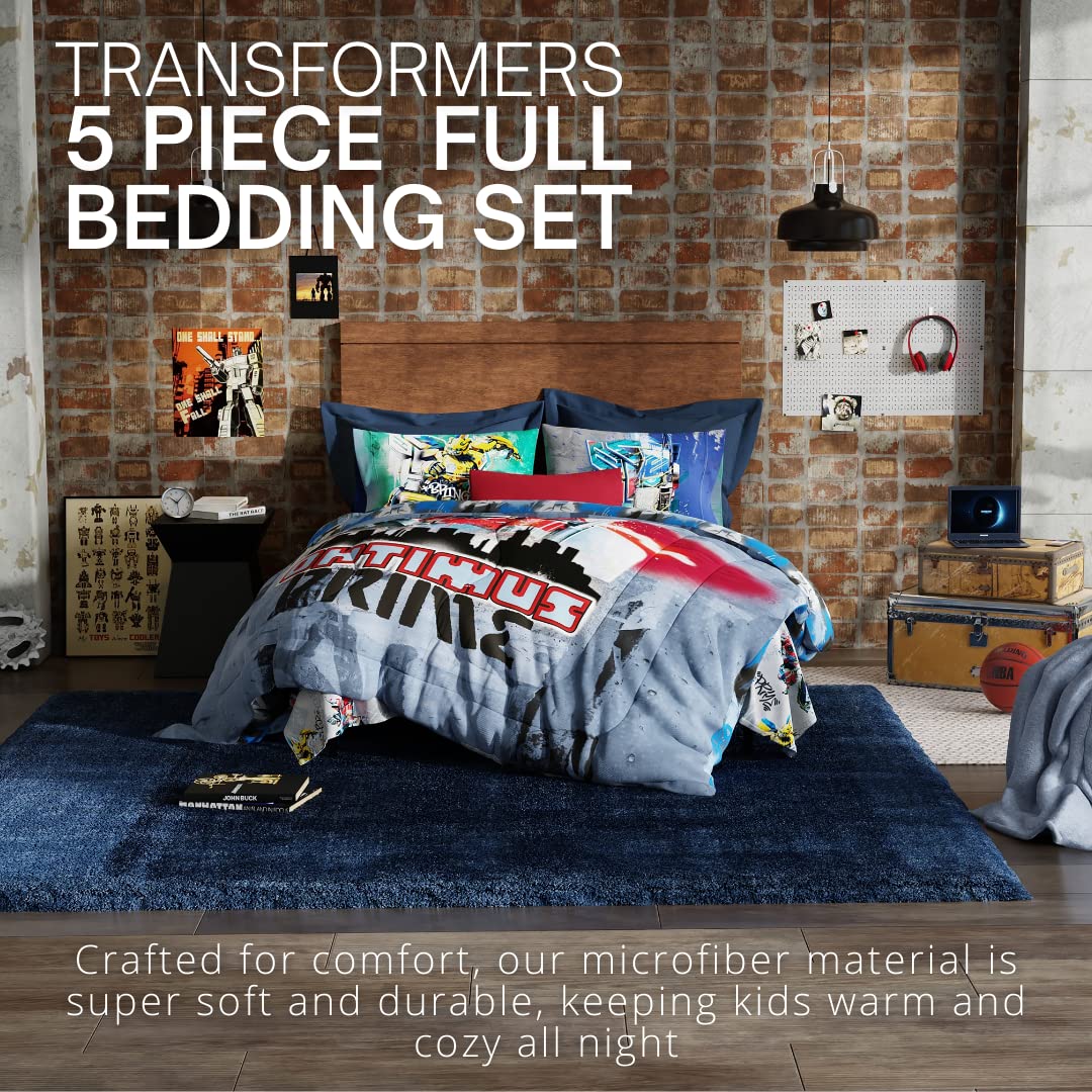 Franco Transformers Optimus Prime 5-Piece Full Size Comforter & Sheet Set, Super Soft, Official Licensed Product