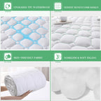 Unilibra King Mattress Protector Waterproof Rayon From Bamboo, Deep Pocket Mattress Pad Cover Fit Up To 6''-21'', Breathable Soft Filling Quilted Fitted Mattress Topper