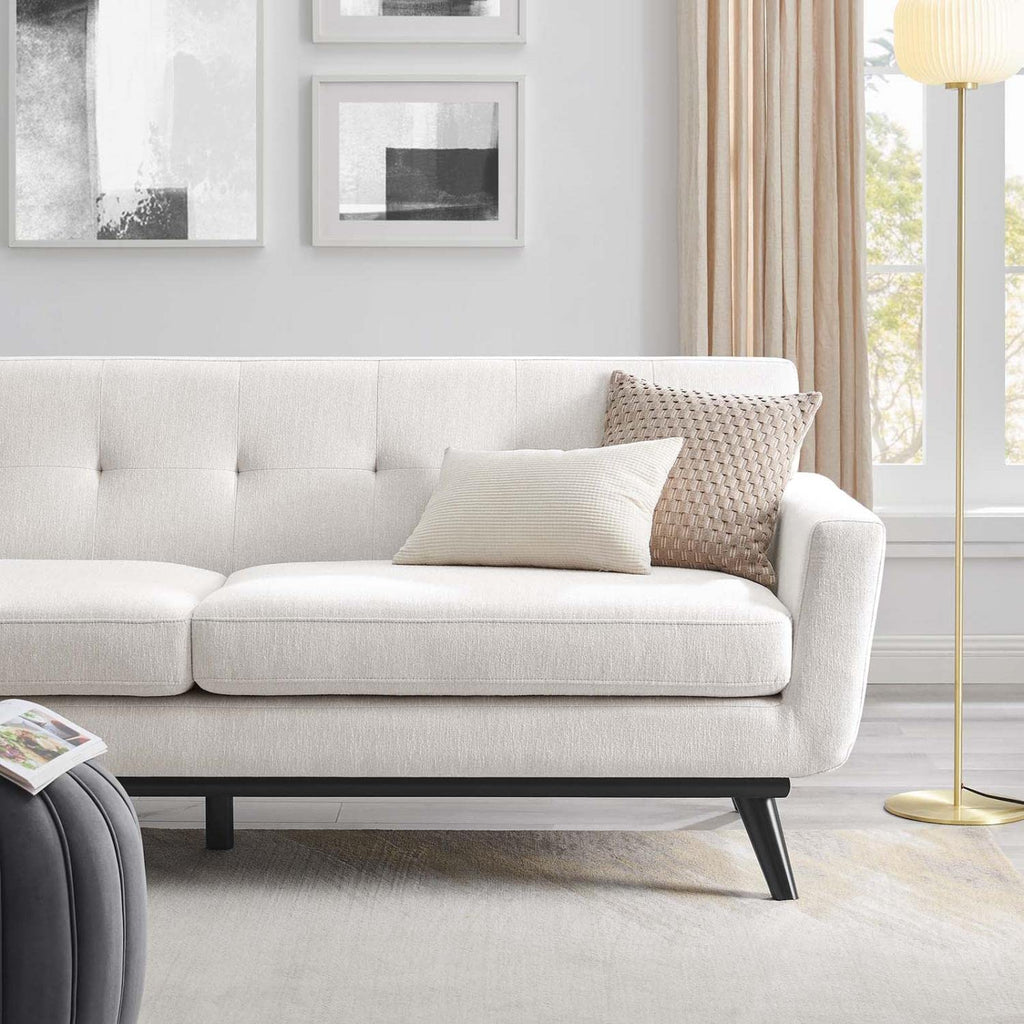 Modway Engage Modern Tufted Back Textured Fabric Sofa In Ivory