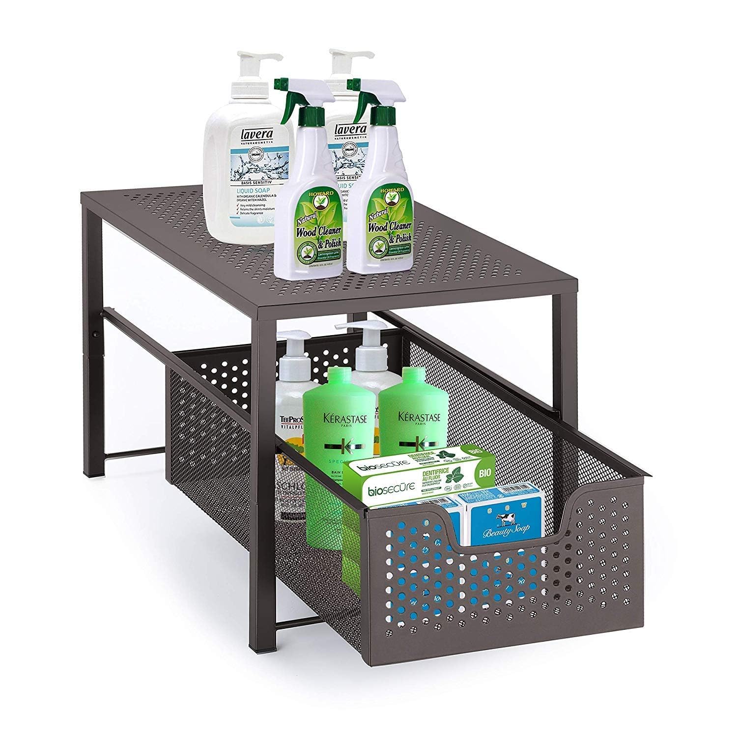 Ogfc 45892 Under Sink Cabinet Organizer With Sliding Storage Drawer, Desktop Organizer For Kitchen Bathroom Office, Stackbale, B
