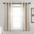 Lush Decor Farmhouse Textured Grommet Sheer Window Curtain Panel Pair, 38'W X 63'L, Neutral